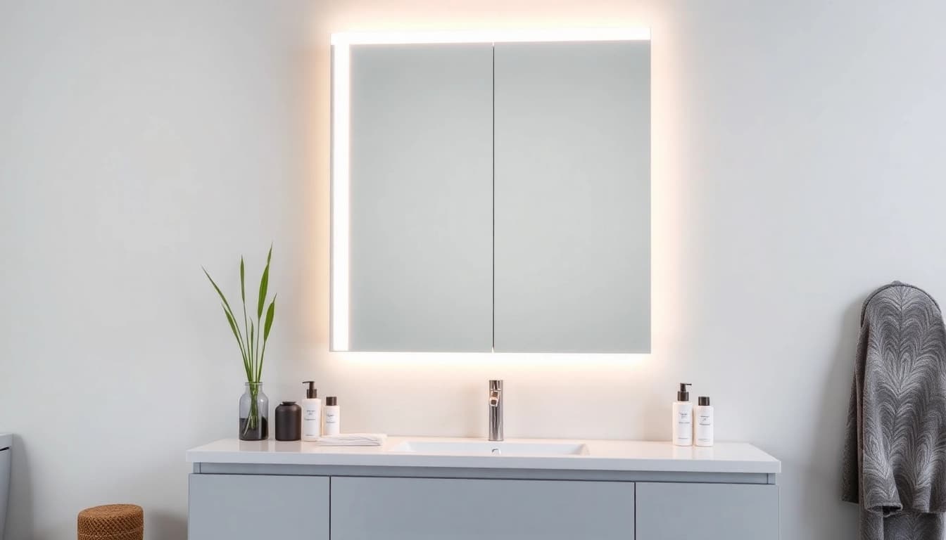 Der sonni Spiegelschrank mit modernem Design und LED-Beleuchtung im Badezimmer präsentieren