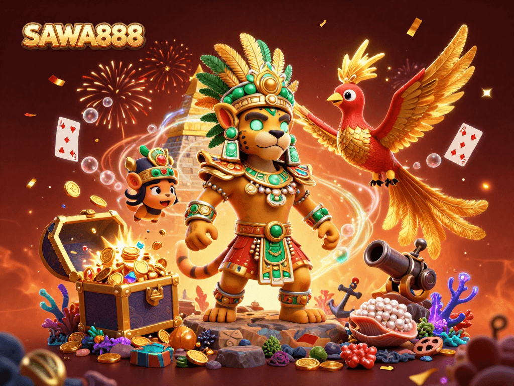 Experience thrilling gameplay at SAWA888 with vibrant 3D casino elements and rich details.
