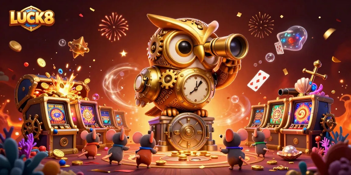 Experience LUCK8's thrilling gambling atmosphere with a dynamic 3D illustration filled with excitement.