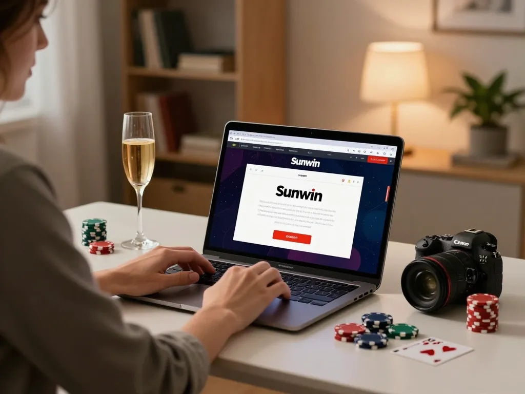 Cảnh trò chơi casino trực tuyến Sunwin với một người chơi đang tham gia vào trò chơi chiến lược từ nhà.