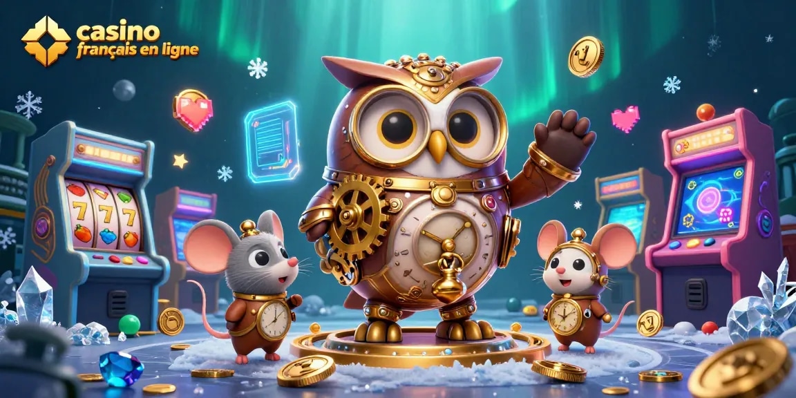 Jouez à un casino français en ligne avec un hibou voyageur et des éléments de jeux immersifs.