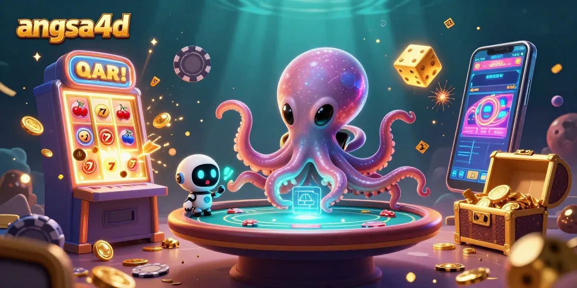 Winning big with angsa4d, a joyful alien octopus deals cards at a vibrant casino