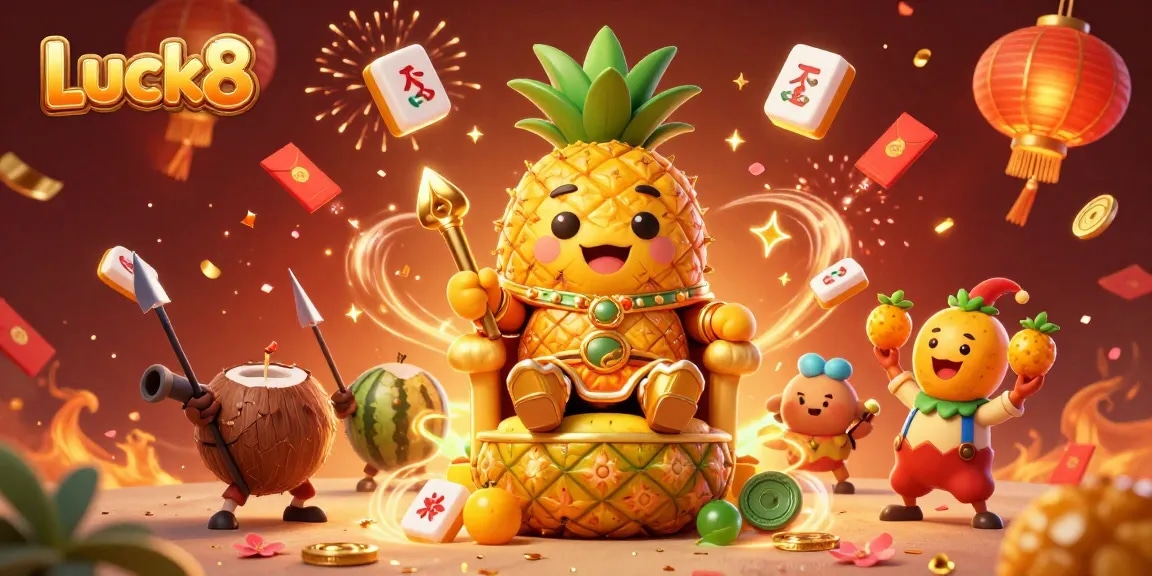 Experience exciting gaming adventures at Luck8 with vibrant characters and festive elements.