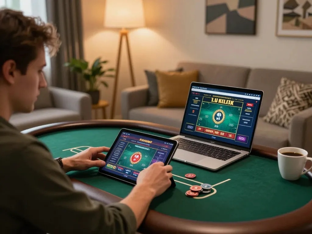 g28 player engaging in online casino gaming on tablet with live dealer game interface