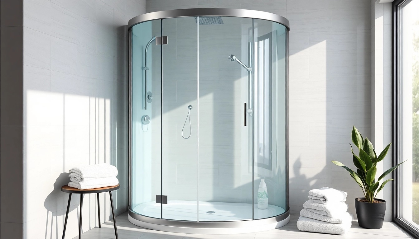 Erleben Sie die sonni Duschkabine in einem modernen Badezimmerambiente mit eleganter Glasfront.