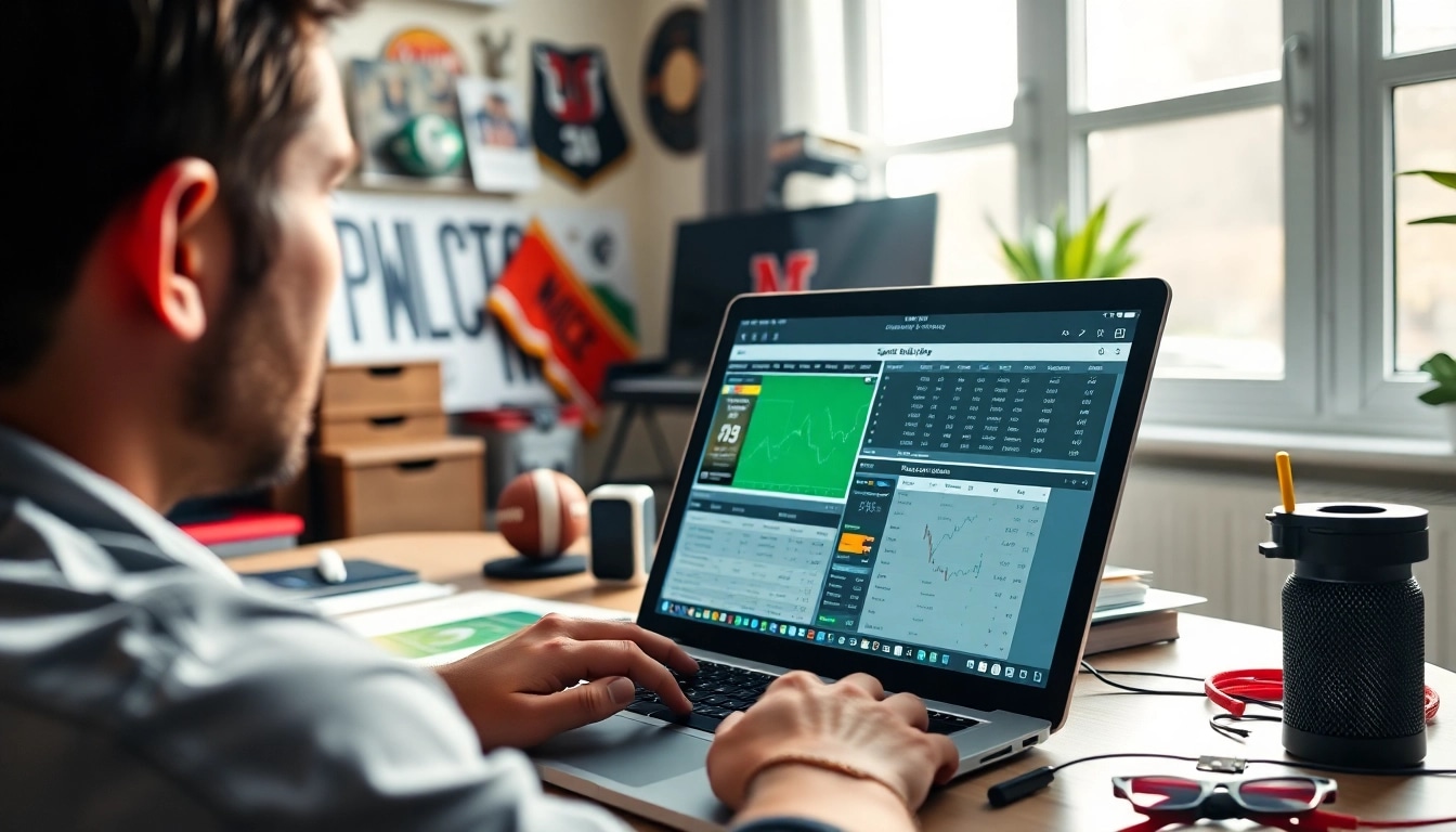 Engage with various sports betting apps California on a laptop while analyzing odds.