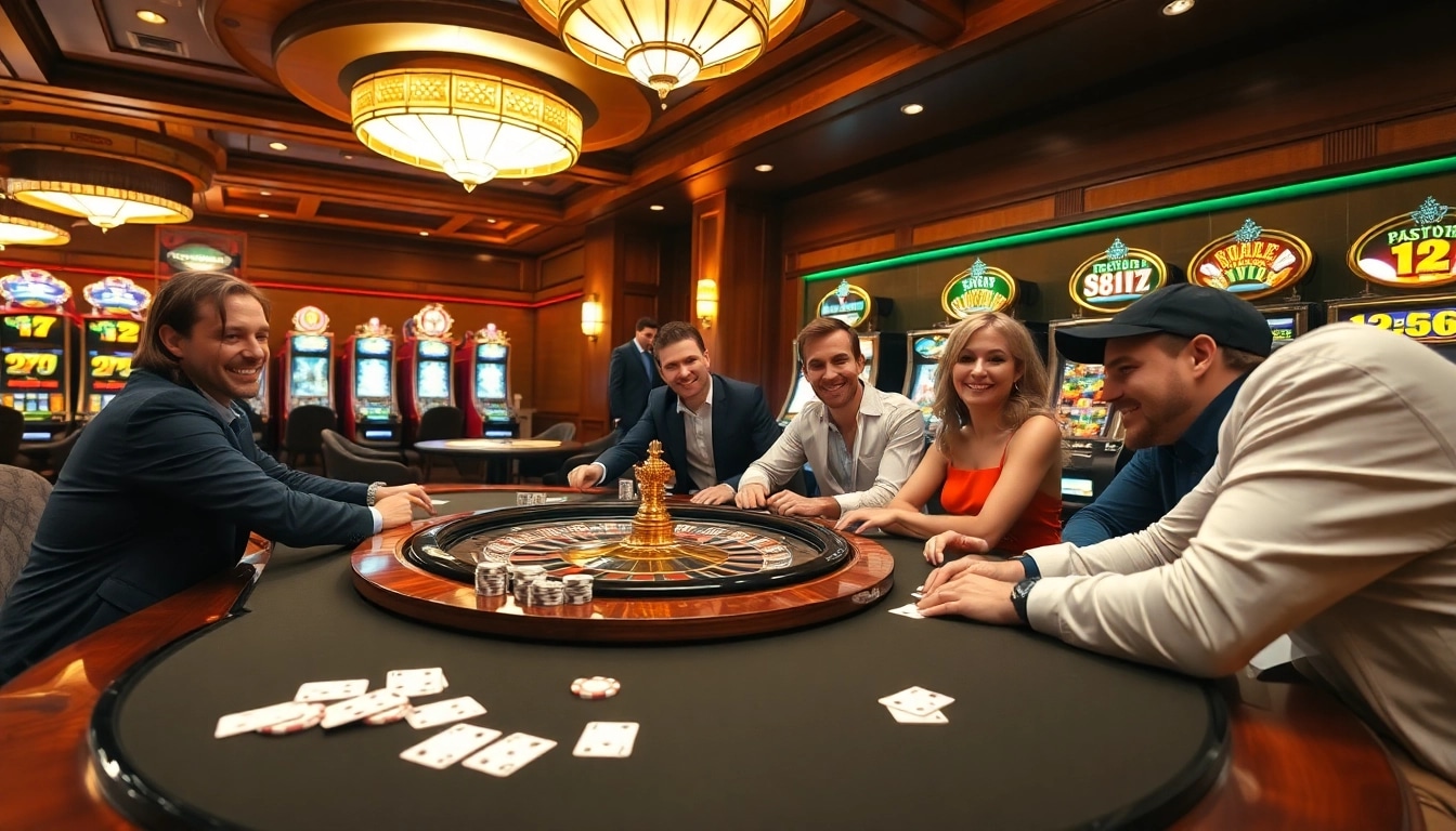 Scène de jeu passionnante présentant des joueurs à une table de poker de casino en ligne Français.
