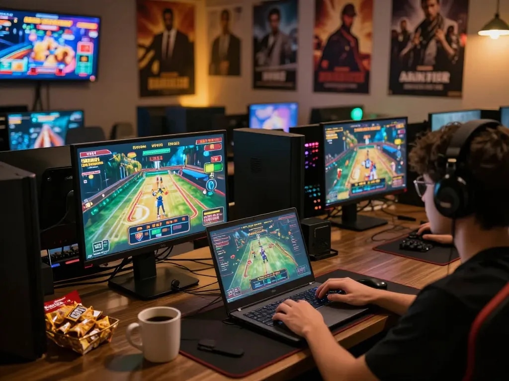 Engaging on ดูหนังออนไลน์ while enjoying a complete online casino experience in a cozy home setup.