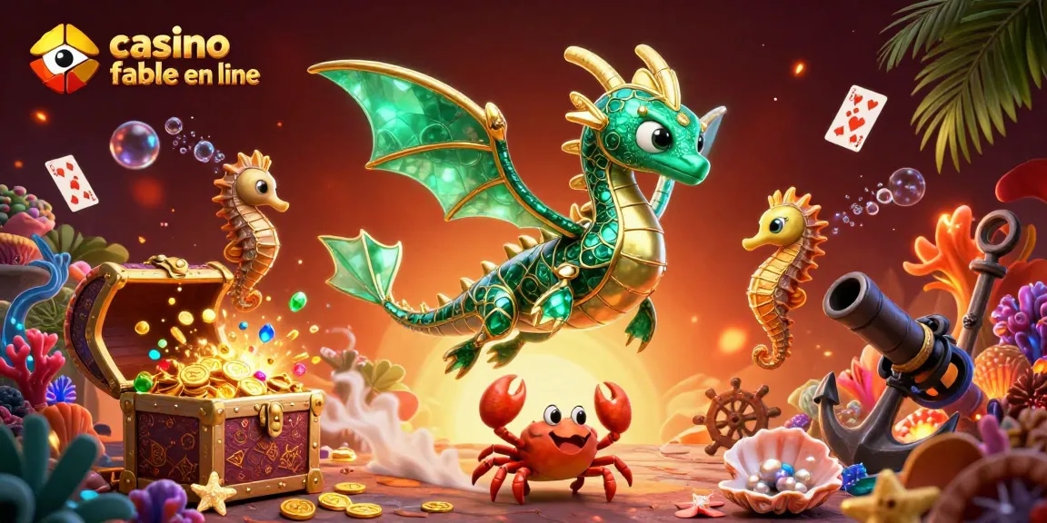 Profitez des jeux au casino fiable en ligne avec un dragon de mer et une richesse éclatante.