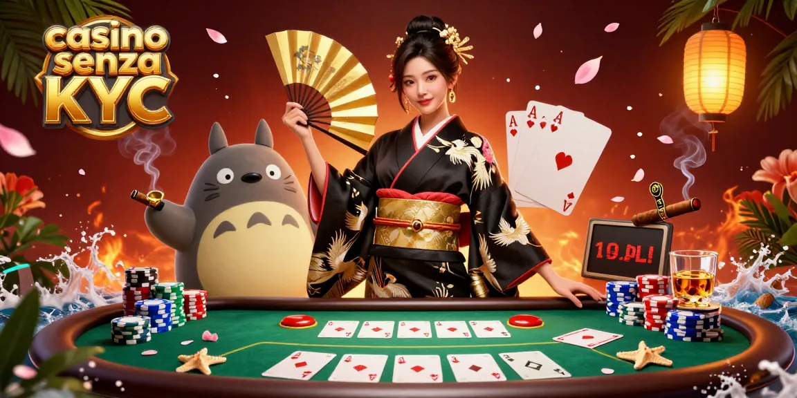 Vivi l'emozione del casinò senza KYC con azione al poker, featuring a stylish hostess asiatica e elementi festivi.