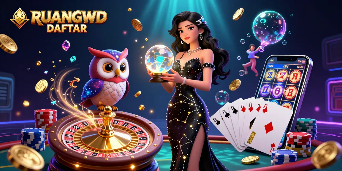 Join the winning excitement at RUANGWD DAFTAR with vibrant casino elements highlighting games and fortunes.