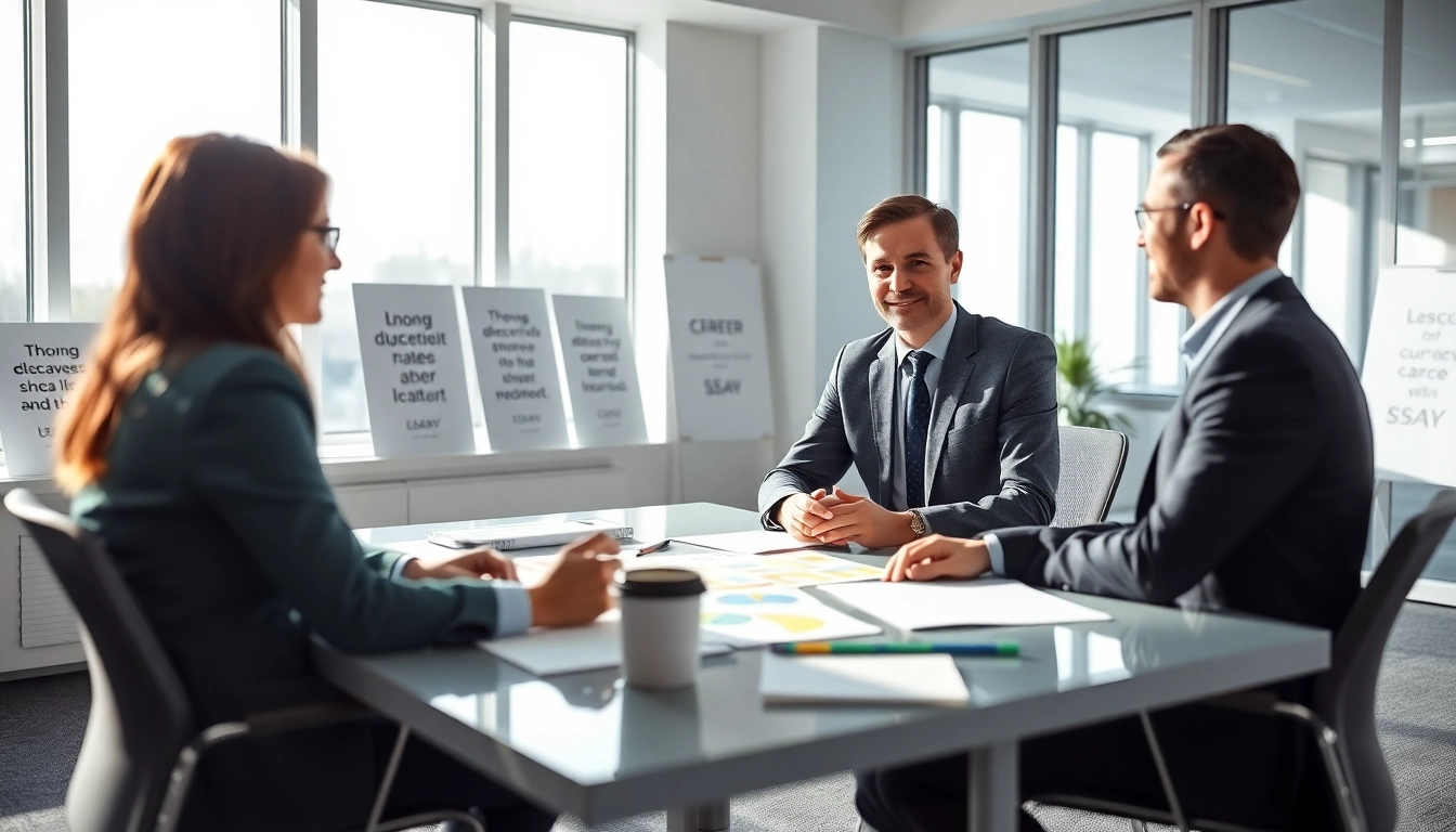 Engaged interaction between a Career Coach Gaithersburg, MD and a client in a professional setting.