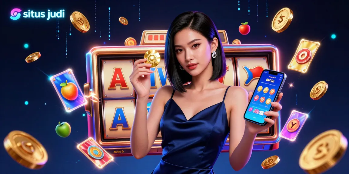 Experience winning excitement at situs judi with dynamic slot gameplay featuring a stunning woman and vibrant symbols.