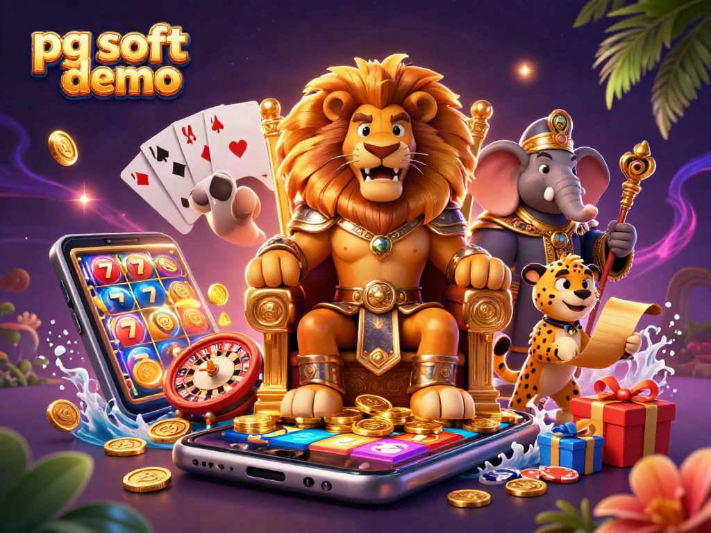 Engage with pg soft demo's captivating gameplay featuring a lion king, elephant advisor, and cheetah messenger.