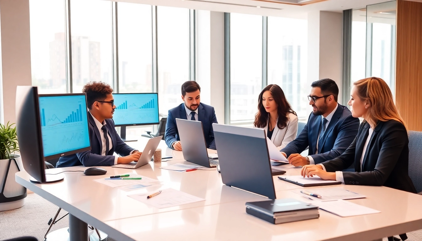 Corporate Tax Return Filing in UAE with business professionals collaborating in a modern office.