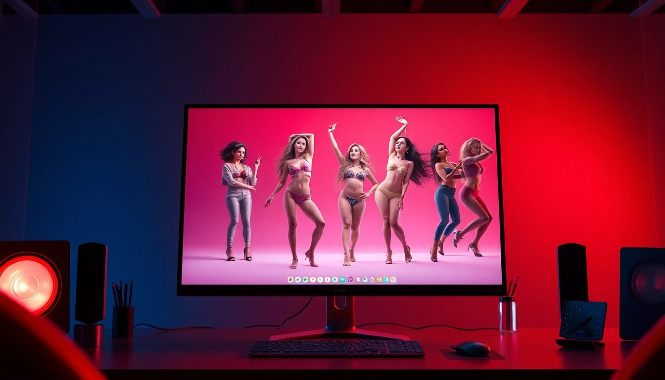 Engaging NSFW AI image generator interface showcasing vibrant digital art in a modern setting.