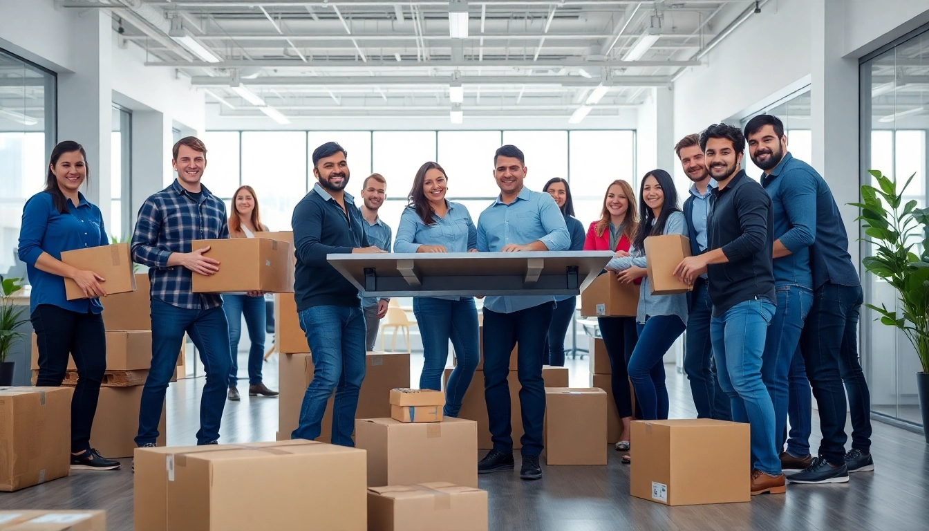 Efficient moving company Vancouver team handling an office relocation with enthusiasm and precision.