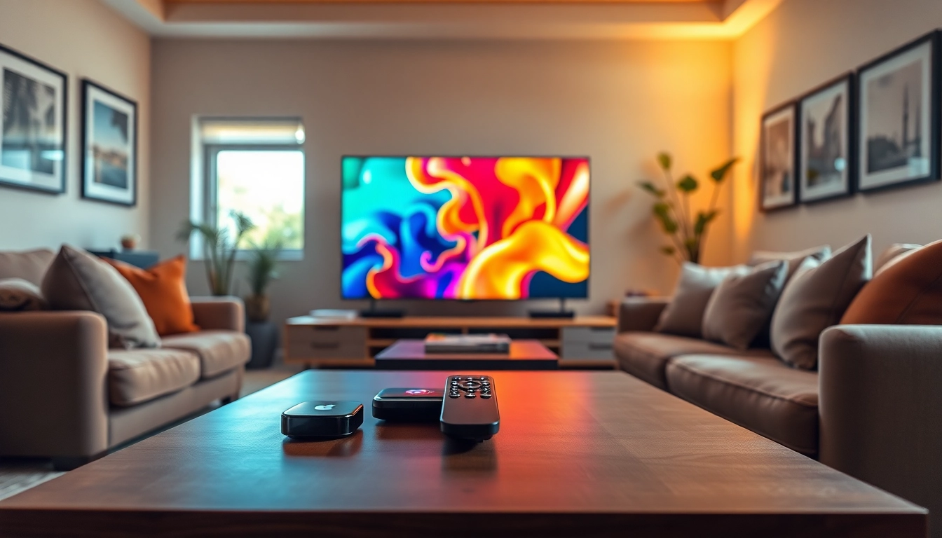 Watch engaging content with iron IPTV in a cozy, modern living room setup.