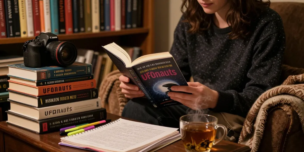 T Allen Greenfield's book review at https://tallengreenfield.com in a cozy reading nook, featuring spiritual literature and personal insights.