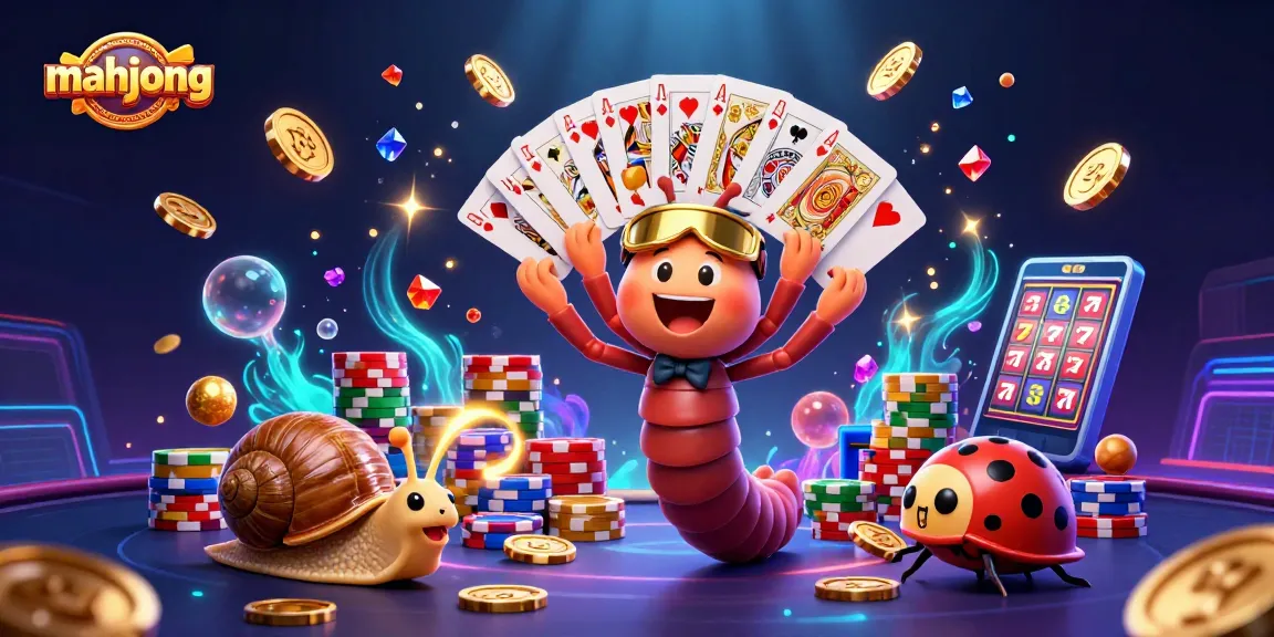 Play engaging mahjong with lively casino-themed characters amid gold coins and colorful chips.