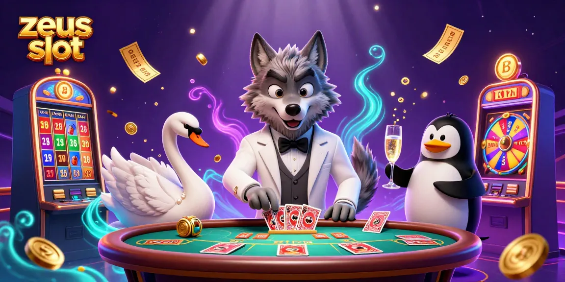 Experience the excitement of zeus slot with dynamic slot reels and colorful characters in an engaging casino scene.