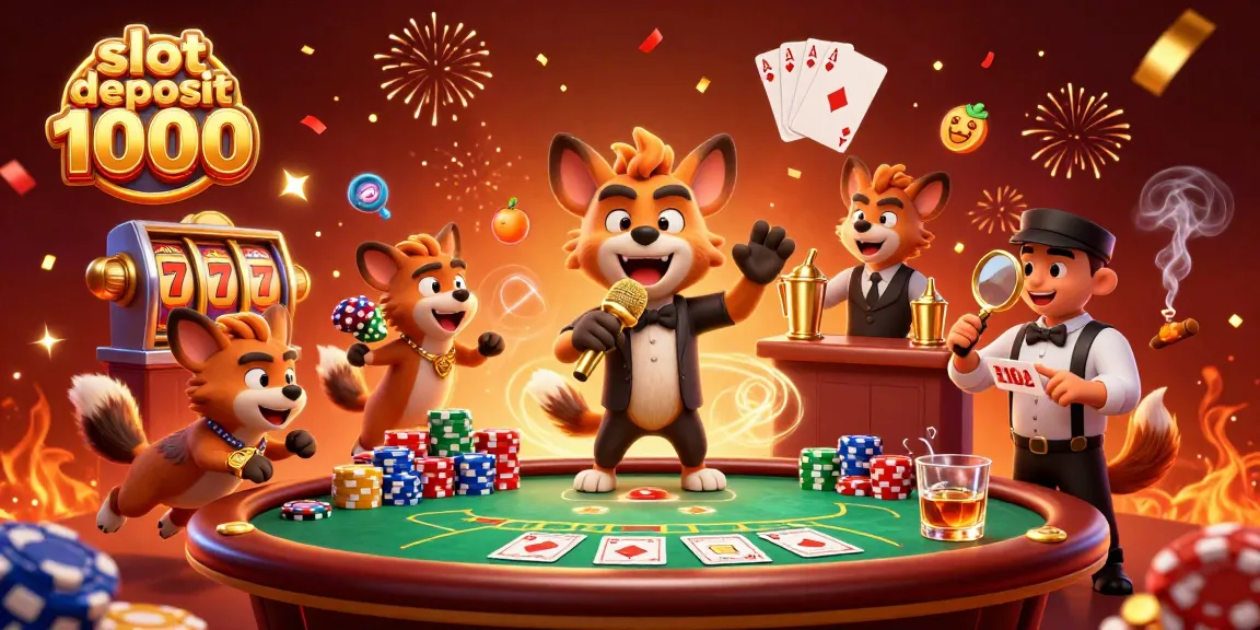 Slot deposit 1000, menggabungkan hyena lucu dalam klub kasino dengan elemen slot dan komedi.