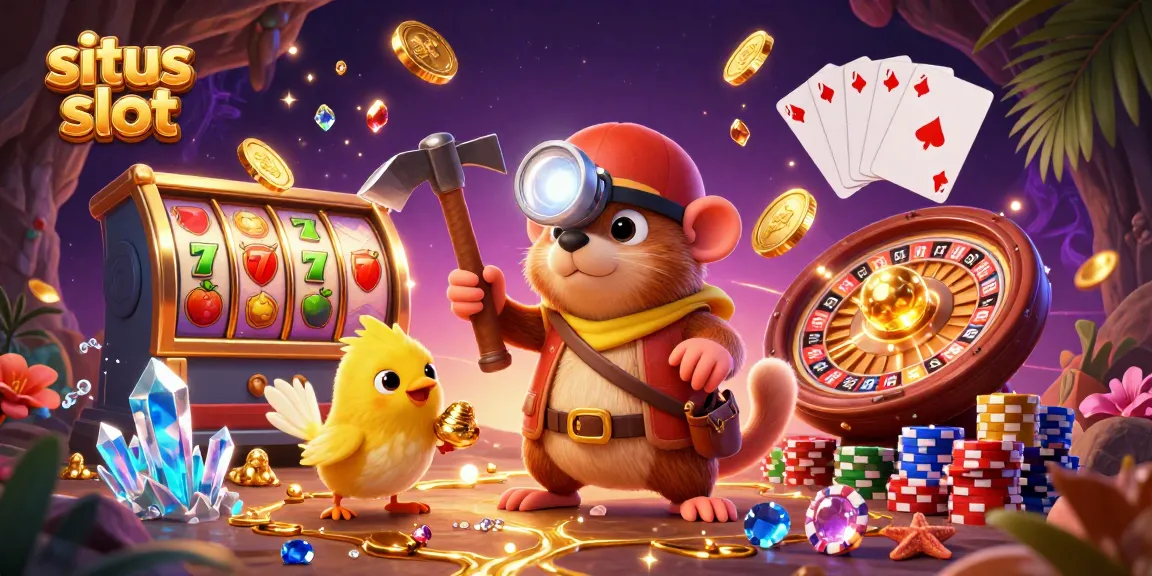 Engage with situs slot as a treasure hunter mole discovers jackpots through vibrant casino elements.
