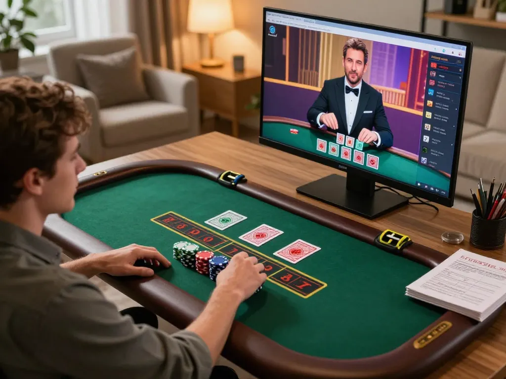 GEM88 player strategizing during an exciting live blackjack session at home