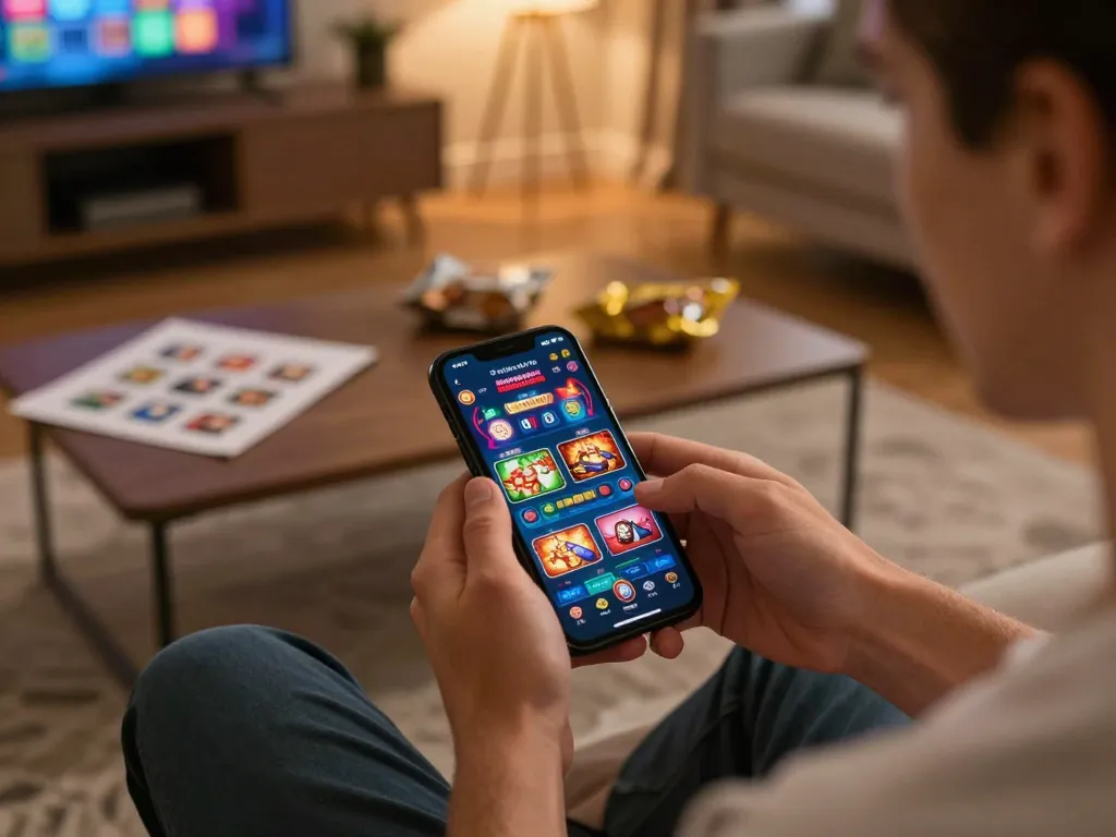 Engaging in casino non aams europei gaming on mobile app in cozy living room
