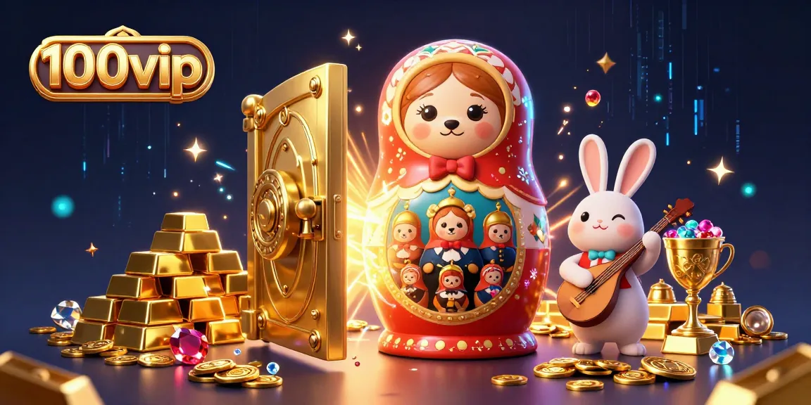 Experience thrilling 100vip casino excitement with vibrant, cartoon-style bears and treasures.
