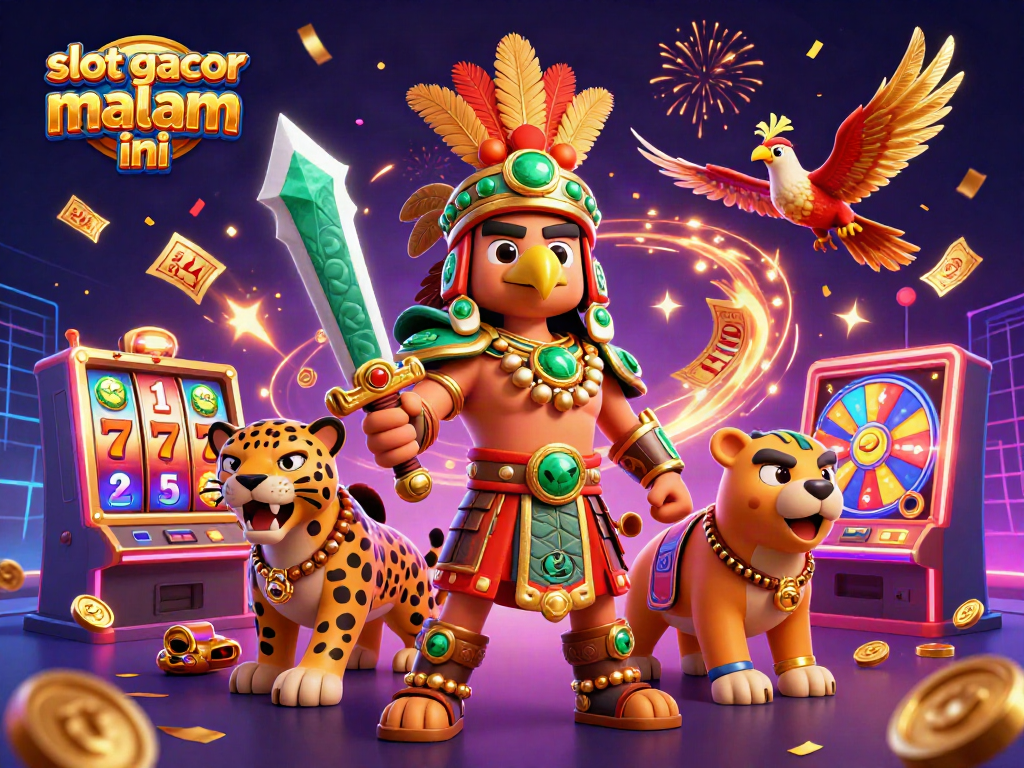 Join the excitement of slot gacor malam ini with vibrant characters and dynamic game elements in this stunning illustration.
