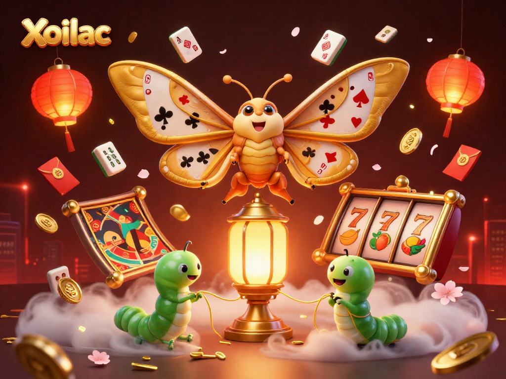 Xoilac delights players with an enchanting 3D casino scene featuring lively game elements and rich colors.