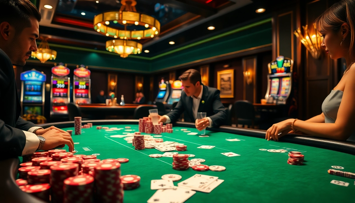 KJC enthusiasts enjoying a thrilling game at a professional poker table.