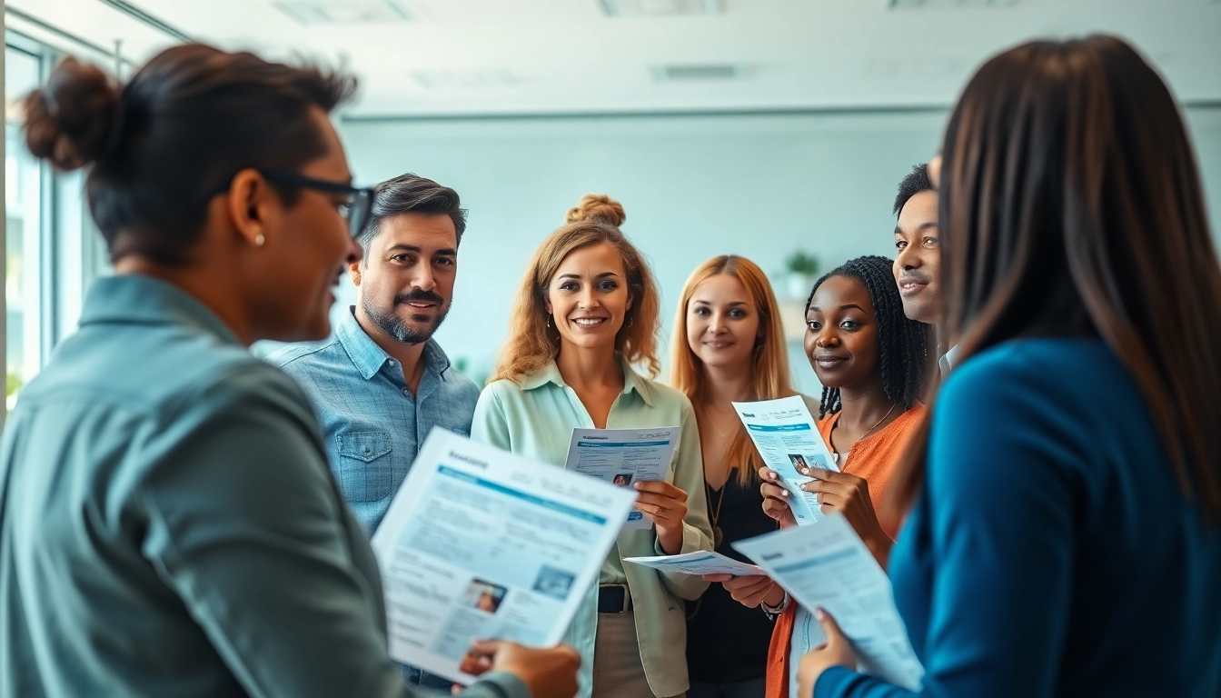 Job Help workshop with diverse individuals receiving guidance from a career coach.