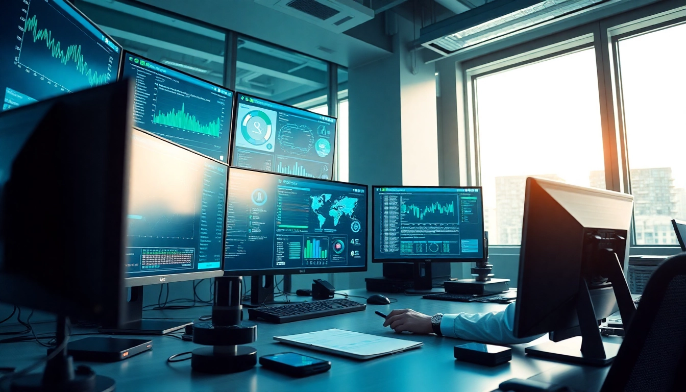 Professional information security workspace showcasing infosec data analysis and monitoring.
