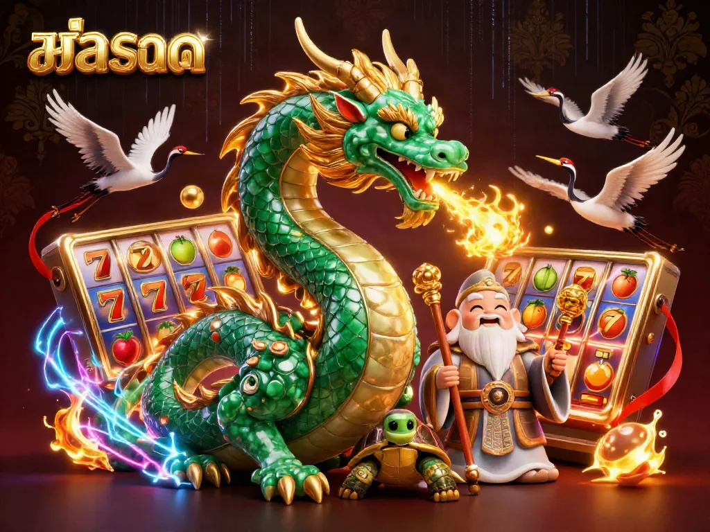 เล่นสล็อตด้วยความตื่นเต้นจากมังกรเจดีย์และสัญลักษณ์นำโชคในฉากแอ็คชั่น