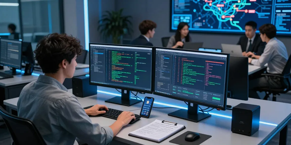 Expert analyzing blockchain data to recover stolen cryptocurrency in a high-tech office