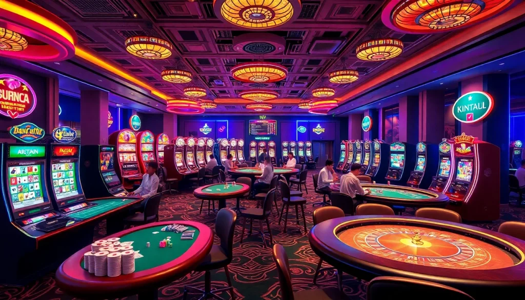 KJC AC 3 immersive casino experience with thrilling tables, dice, and slot machines.