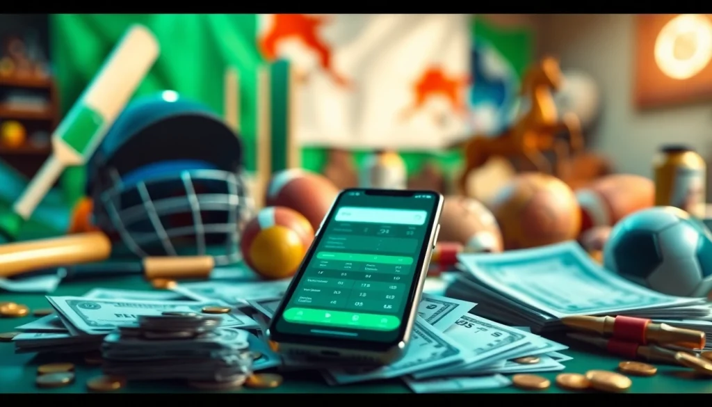 Engaging sports betting options representing best sports betting sites India with a smartphone app spotlighted.