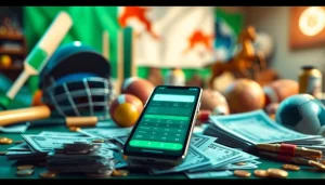 Engaging sports betting options representing best sports betting sites India with a smartphone app spotlighted.