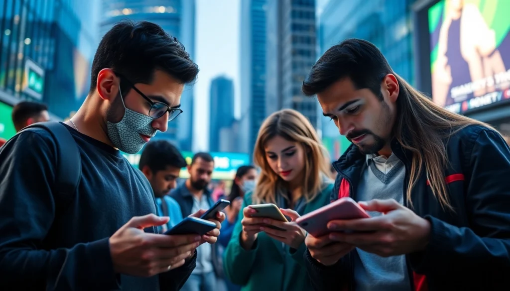 Join the action with the best sports betting sites India, featuring engaged users monitoring bets on mobile devices.