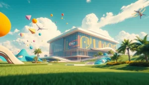 Experience the vibrant landscape of Freedom X, showcasing creativity in a futuristic virtual world.