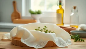 Kaasdoek elegant displayed with fresh ingredients in a bright kitchen.