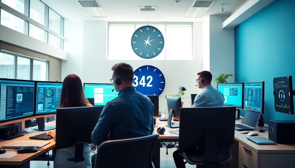 24/7 IT Support Tampa professionals collaborating in a modern tech office setting.