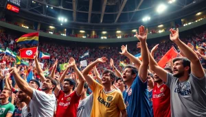 스포츠중계에서 생생한 경기 장면을 즐기는 팬들의 열정적인 모습