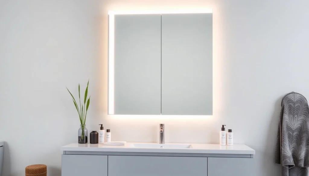 Der sonni Spiegelschrank mit modernem Design und LED-Beleuchtung im Badezimmer präsentieren