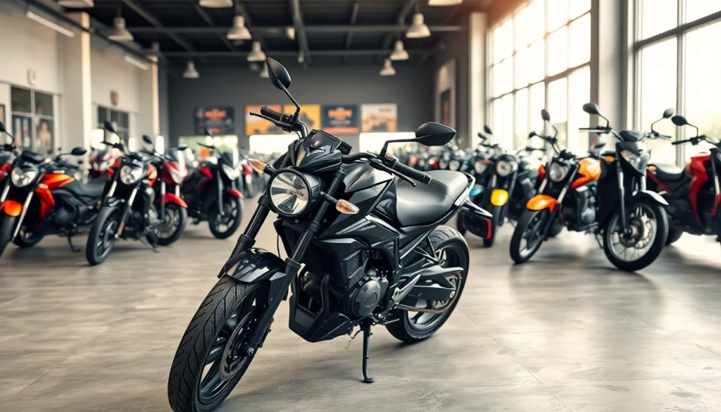 Wir kaufen dein motorrad in einem modernen Ausstellungsraum mit vielseitigen Motorrädern.