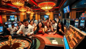 Experience the thrill of 12bet with players engaged in vibrant casino games and online gambling activities.