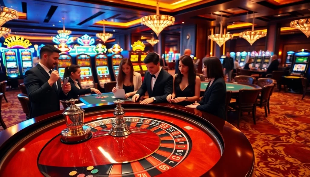 Players enjoying rr88 gratis at a luxurious casino table, celebrating the thrill of the game.
