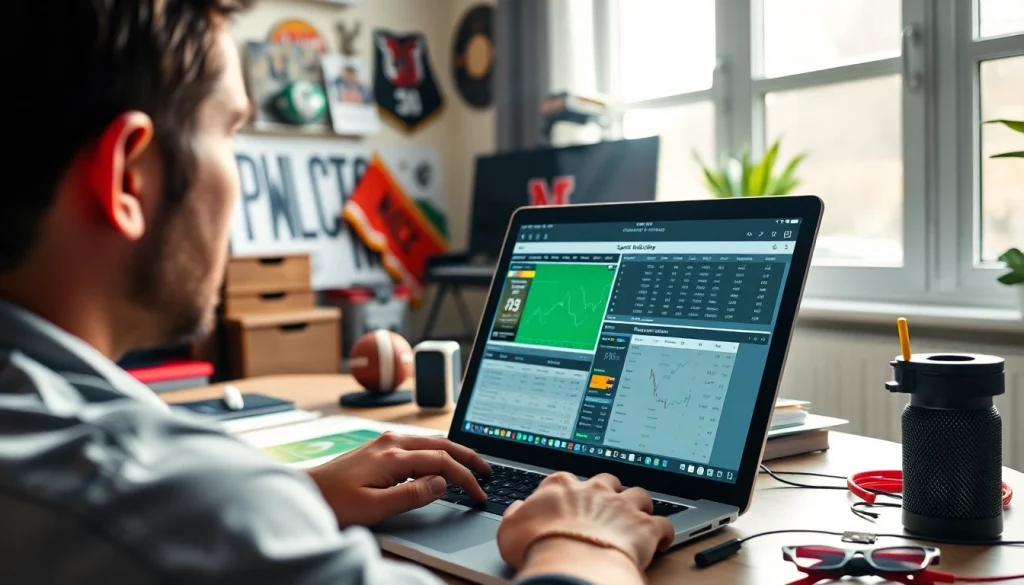 Engage with various sports betting apps California on a laptop while analyzing odds.